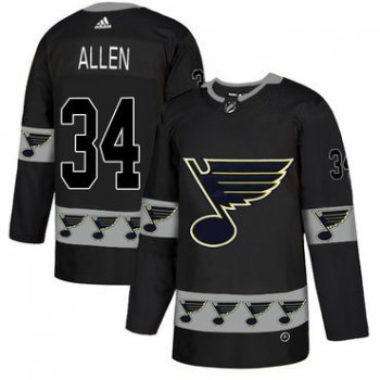 Men's St. Louis Blues #34 Jake Allen Black Team Logos Fashion Adidas Jersey