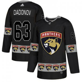 Men's Florida Panthers #63 Evgenii Dadonov Black Team Logos Fashion Adidas Jersey