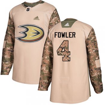 Adidas Ducks #4 Cam Fowler Camo Authentic 2017 Veterans Day Stitched NHL Jersey