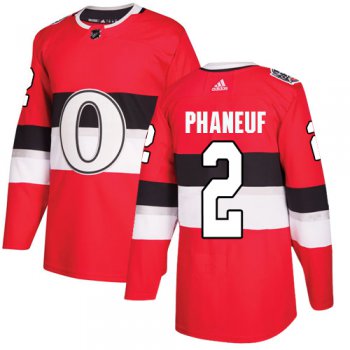 Adidas Senators #2 Dion Phaneuf Red Authentic 2017 100 Classic Stitched NHL Jersey