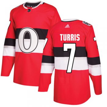 Adidas Senators #7 Kyle Turris Red Authentic 2017 100 Classic Stitched NHL Jersey