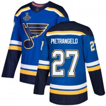 Blues #27 Alex Pietrangelo Blue Home Authentic Stanley Cup Champions Stitched Hockey Jersey