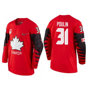 Men Canada Team #31 Kevin Poulin Red 2018 Winter Olympics Jersey
