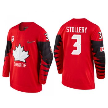 Men Canada Team #3 Karl Stollery Red 2018 Winter Olympics Jersey