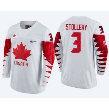 Men Canada Team #3 Karl Stollery White 2018 Winter Olympics Jersey