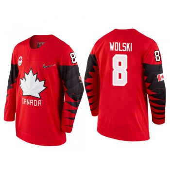 Men Canada Team #8 Wojtek Wolski Red 2018 Winter Olympics Jersey