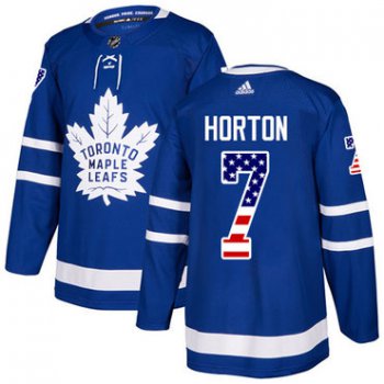 Adidas Maple Leafs #7 Tim Horton Blue Home Authentic USA Flag Stitched NHL Jersey