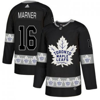 Men's Toronto Maple Leafs #16 Mitchell Marner Black Team Logos Fashion Adidas Jersey