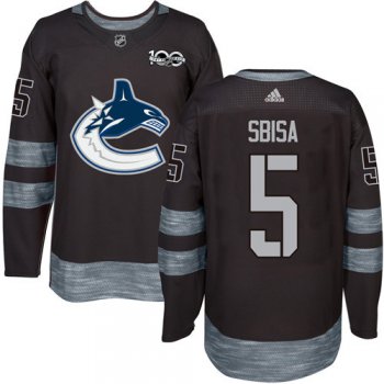 Men's Vancouver Canucks #5 Luca Sbisa Black 100th Anniversary Stitched NHL 2017 adidas Hockey Jersey