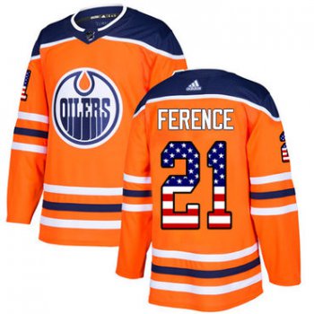 Adidas Edmonton Oilers #21 Andrew Ference Orange Home Authentic USA Flag Stitched NHL Jersey