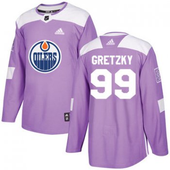 Adidas Edmonton Oilers #99 Wayne Gretzky Purple Authentic Fights Cancer Stitched NHL Jersey