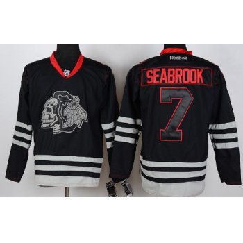 Chicago Blackhawks #7 Brent Seabrook Black Ice Skulls Jersey