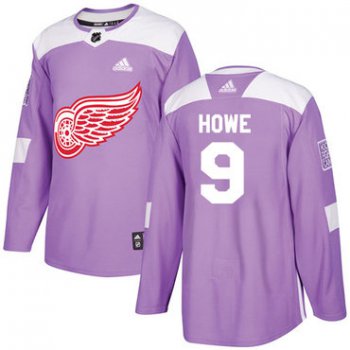 Adidas Red Wings #9 Gordie Howe Purple Authentic Fights Cancer Stitched NHL Jersey