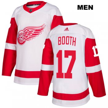 Mens Adidas Detroit Red Wings #17 David Booth White Away Authentic NHL Jersey