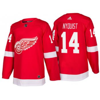 Men's Detroit Red Wings #14 Gustav Nyquist Red Home 2017-2018 adidas Hockey Stitched NHL Jersey