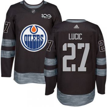 Oilers #27 Milan Lucic Black 1917-2017 100th Anniversary Stitched NHL Jersey