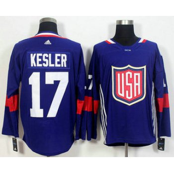 Men's Team USA #17 Ryan Kesler Navy Blue 2016 World Cup of Hockey Game Jersey