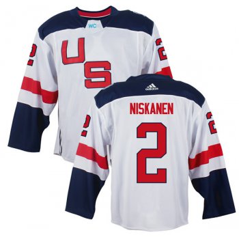 Men's Team USA #2 Matt Niskanen White 2016 World Cup of Hockey Game Jersey