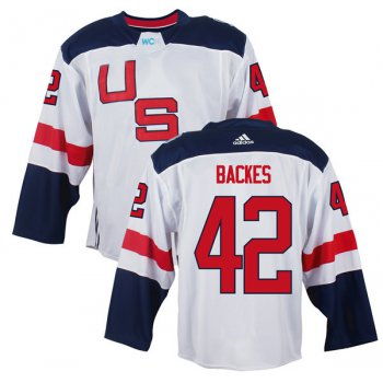 Men's Team USA #42 David Backes White 2016 World Cup of Hockey Game Jersey