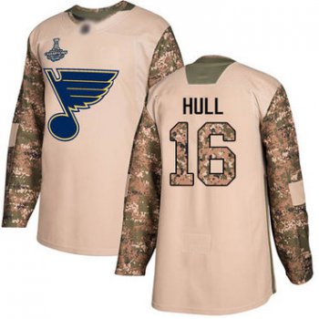 Blues #16 Brett Hull Camo Authentic 2017 Veterans Day Stanley Cup Champions Stitched Hockey Jersey