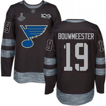 Blues #19 Jay Bouwmeester Black 1917-2017 100th Anniversary Stanley Cup Champions Stitched Hockey Jersey