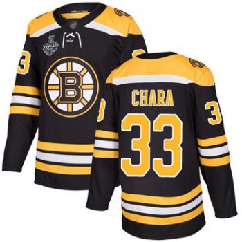 Men's Boston Bruins #33 Zdeno Chara Black Home Authentic 2019 Stanley Cup Final Bound Stitched Hockey Jersey