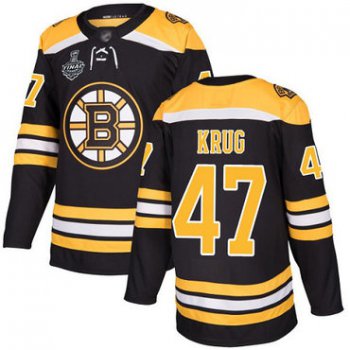Men's Boston Bruins #47 Torey Krug Black Home Authentic 2019 Stanley Cup Final Bound Stitched Hockey Jersey