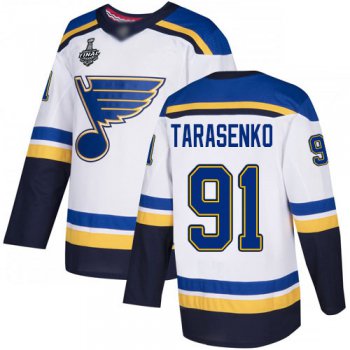 Men's St. Louis Blues #91 Vladimir Tarasenko White Road Authentic 2019 Stanley Cup Final Bound Stitched Hockey Jersey