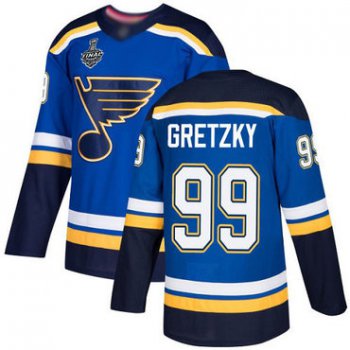 Men's St. Louis Blues #99 Wayne Gretzky Blue Home Authentic 2019 Stanley Cup Final Bound Stitched Hockey Jersey