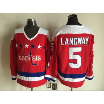 Men's Washington Capitals #5 Rod Langway 1987-88 Red CCM Vintage Throwback Jersey