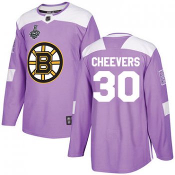 Men's Boston Bruins #30 Gerry Cheevers Purple Authentic Fights Cancer 2019 Stanley Cup Final Bound Stitched Hockey Jersey