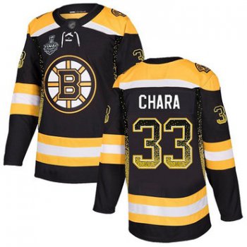 Men's Boston Bruins #33 Zdeno Chara Black Home Authentic Drift Fashion 2019 Stanley Cup Final Bound Stitched Hockey Jersey