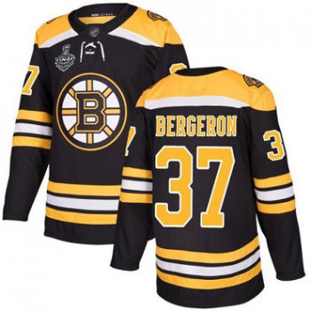 Men's Boston Bruins #37 Patrice Bergeron Black Home Authentic 2019 Stanley Cup Final Bound Stitched Hockey Jersey