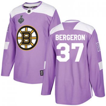 Men's Boston Bruins #37 Patrice Bergeron Purple Authentic Fights Cancer 2019 Stanley Cup Final Bound Stitched Hockey Jersey