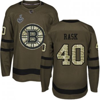 Men's Boston Bruins #40 Tuukka Rask Green Salute to Service 2019 Stanley Cup Final Bound Stitched Hockey Jersey