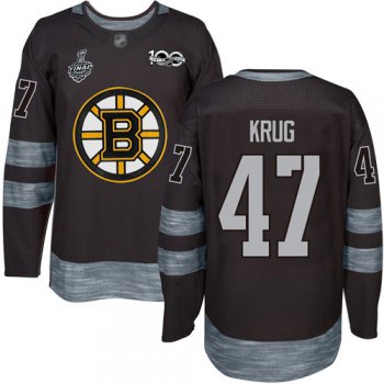 Men's Boston Bruins #47 Torey Krug Black 1917-2017 100th Anniversary 2019 Stanley Cup Final Bound Stitched Hockey Jersey