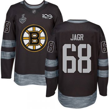 Men's Boston Bruins #68 Jaromir Jagr Black 1917-2017 100th Anniversary 2019 Stanley Cup Final Bound Stitched Hockey Jersey