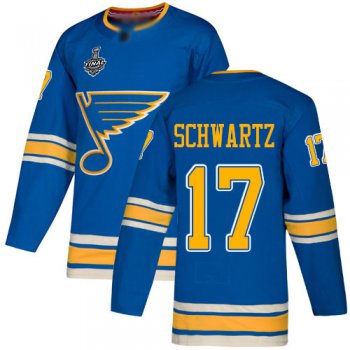 Men's St. Louis Blues #17 Jaden Schwartz Blue Alternate Authentic 2019 Stanley Cup Final Bound Stitched Hockey Jersey