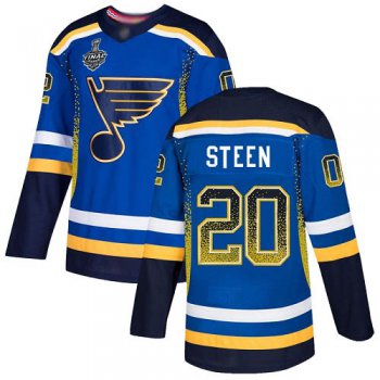 Men's St. Louis Blues #20 Alexander Steen Blue Home Authentic Drift Fashion 2019 Stanley Cup Final Bound Stitched Hockey Jersey