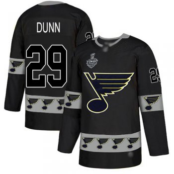 Men's St. Louis Blues #29 Vince Dunn Black Authentic Team Logo Fashion 2019 Stanley Cup Final Bound Stitched Hockey Jersey
