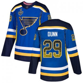 Men's St. Louis Blues #29 Vince Dunn Blue Home Authentic Drift Fashion 2019 Stanley Cup Final Bound Stitched Hockey Jersey