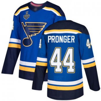 Men's St. Louis Blues #44 Chris Pronger Blue Home Authentic 2019 Stanley Cup Final Bound Stitched Hockey Jersey