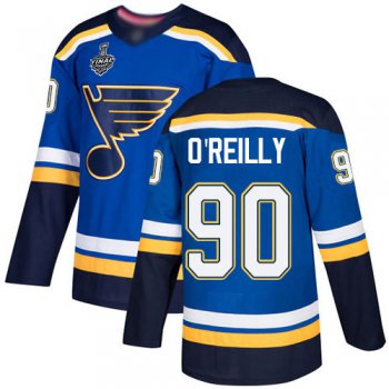 Men's St. Louis Blues #90 Ryan O'Reilly Blue Home Authentic 2019 Stanley Cup Final Bound Stitched Hockey Jersey