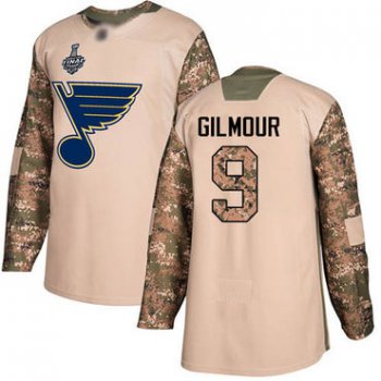 Men's St. Louis Blues #9 Doug Gilmour Camo Authentic 2017 Veterans Day 2019 Stanley Cup Final Bound Stitched Hockey Jersey