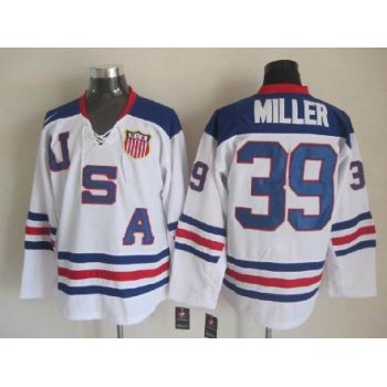 2010 Olympics USA #39 Ryan Miller White Jersey