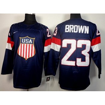 2014 Olympics USA #23 Dustin Brown Navy Blue Jersey