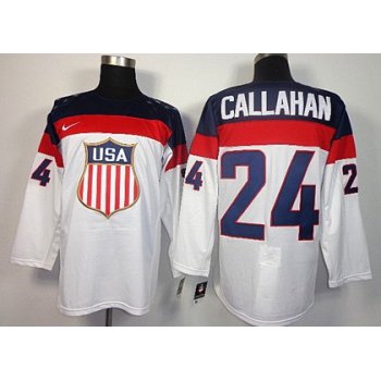 2014 Olympics USA #24 Ryan Callahan White Jersey