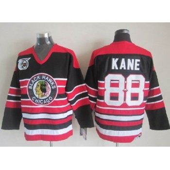 Chicago Blackhawks #88 Patrick Kane Black Pinstripe 75TH Throwback CCM Jersey