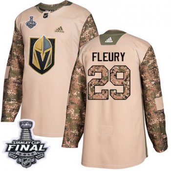 Adidas Golden Knights #29 Marc-Andre Fleury Camo Authentic 2017 Veterans Day 2018 Stanley Cup Final Stitched NHL Jersey