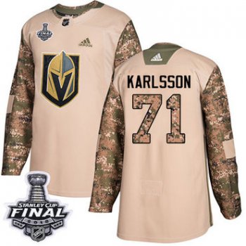 Adidas Golden Knights #71 William Karlsson Camo Authentic 2017 Veterans Day 2018 Stanley Cup Final Stitched NHL Jersey